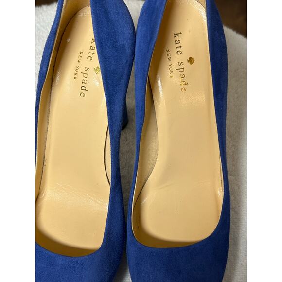 Kate Spade Blue Suede Platform Closed Toe Stiletto Heels - Picture 2 of 11